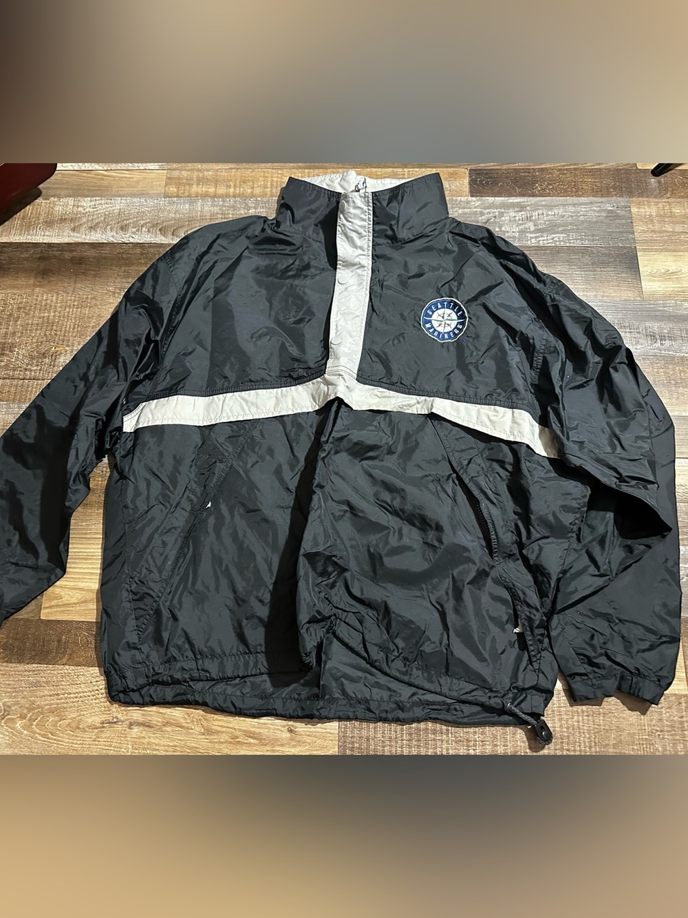 VTG Seattle Mariners Jacket Mens XL Black MLB Pullover Windbreaker King Louie